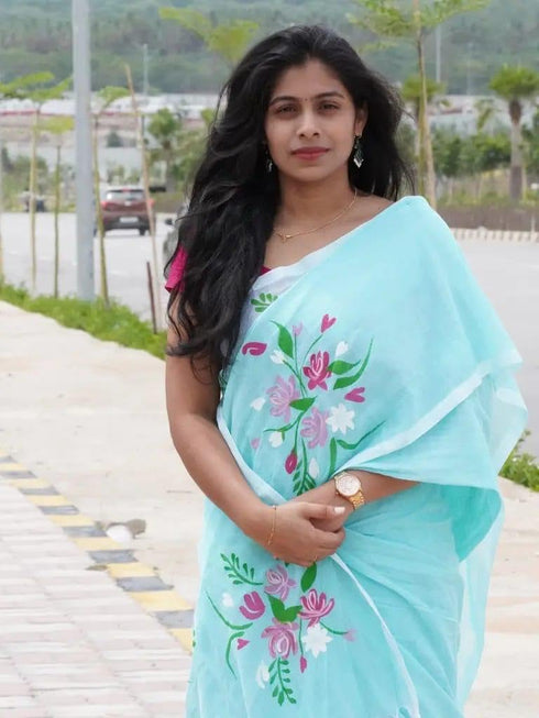 Vasthrlay Cotton Floral Embroidery Detailing