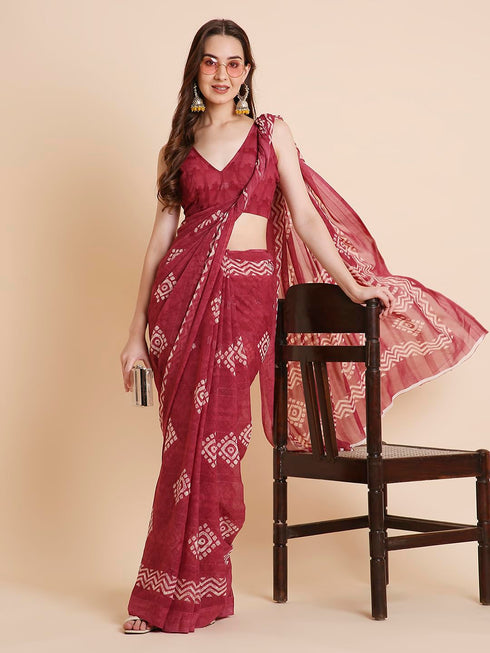 Vasthrlay Shimmer Georgette Printed Rani Saree
