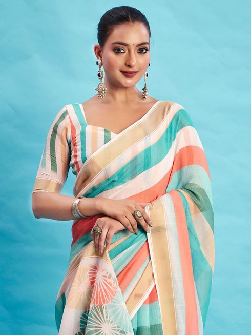 Vasthrlay Printed Unstitched Blouse Ethnic Wear