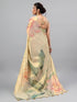 Vasthrlay Beige3 Floral And Solid Design Polyester Saree With Unstitched Blouse Piece