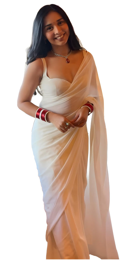 Vasthrlay Red Georgette Unstitched Saree