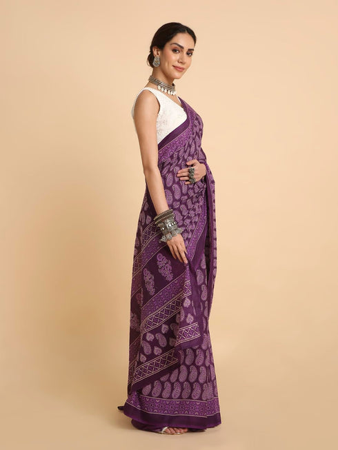 Vasthrlay Pleated Stitched Unstitched Brown Saree