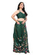 Vasthrlay Green Floral Print Ready To Wear Linen Saree