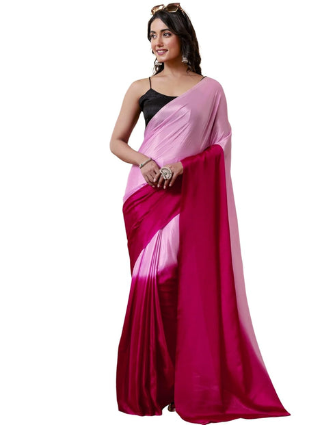 Vasthrlay Womens Cotton Unstitched Rani Pink Saree
