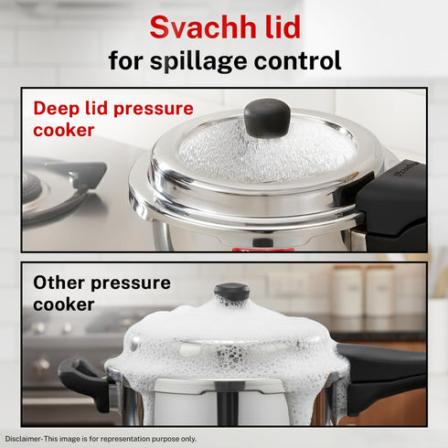 Prestige 5 Litre Stainless Steel Deluxe Alpha Svachh Outer Lid Deep Pressure Pan Cooker