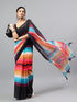 Vasthrlay Multicolor1 Linen Floral | Striped | Check Design Printed Saree With Solid Unstitched Linen Blouse Piece