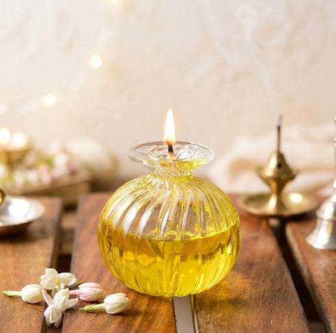 Surekha Gallery Modak Diya | Handcrafted Borosilicate Glass Oil Lamp