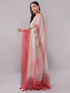 Vasthrlay Red Linen Floral | Striped | Check Design Printed Saree With Solid Unstitched Linen Blouse Piece