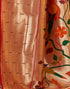 Vasthrlay Paithani Jacquard Unstitched Dark Green Saree