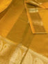 Vasthrlay Womens Organza Turmeric Yellow Saree With Unstitched Blouse Piece