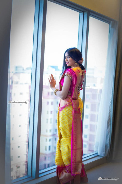 Vasthrlay Yellow Kanjivaram Saree