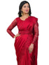 Vasthrlay Sequins Embroidery Unstitched Red Saree