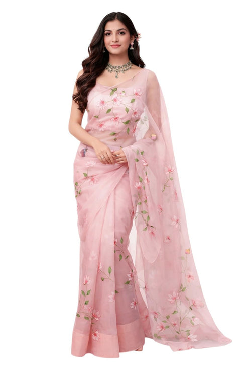 Vasthrlay Organza Painted Saree