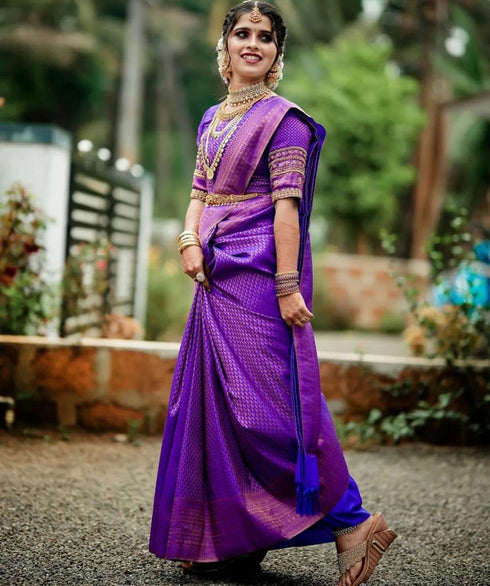 Vasthrlay Purple Banarasi Saree