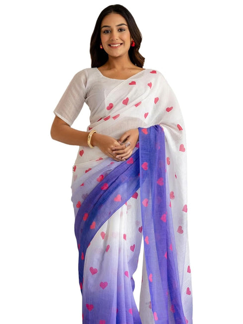 Vasthrlay Womens Printed Unstitched Dusty Pink Saree