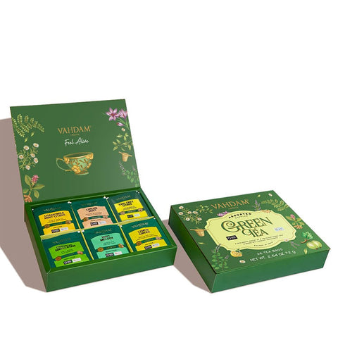 Vahdam Tea Green Tea Assortment Gift Set | 6 Variants