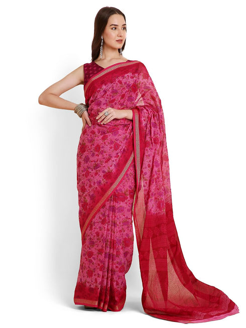 Vasthrlay Cotton Printed Mulmul Blue Saree