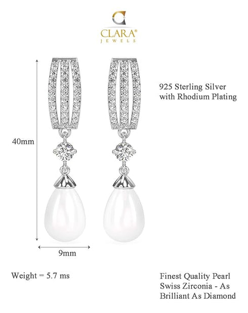 Clara 925 Sterling Silver Pearl Queen Pendant Earring