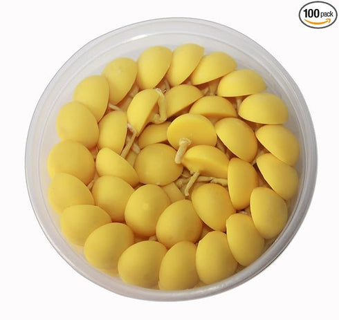 Cow Ghee Diya for Puja, 100 Pcs, Wax Free & Vegan Ghee Batti/Wicks/Jyot for Puja Aarti 100 Pcs