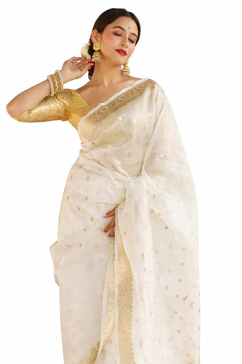 Vsathrlay Peach Banarasi Kanchipuram Ethnic Wear