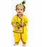 PK HUB Kid's Cotton Yellow Krishna Style Kurta Dhoti Dress Set with Bansuri, Mukut & Patka