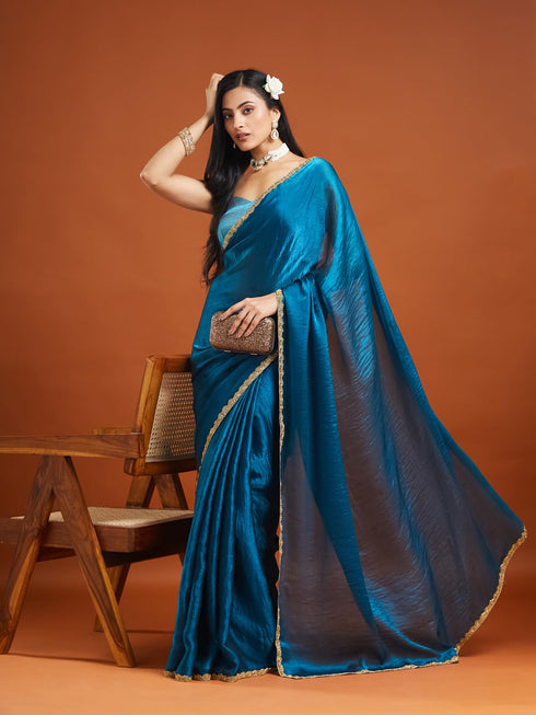 Vasthrlay Red Embroidery Unstitched Saree