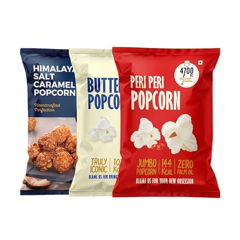 4700BC Himalayan Salt Caramel, Peri Peri and Butter Popcorn Combo 80g