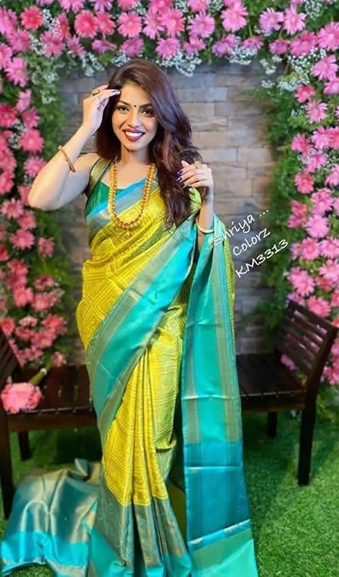 Vasthrlay Traditional Kanjivaram Blouse Turquoise