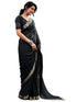 Vasthrlay Chiffon Jacquard Unstitched Black Saree