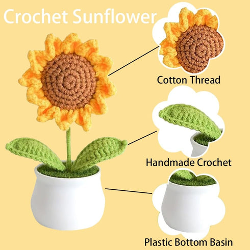 Crochet Flower, Handmade Crochet Flowers, Artificial Sunflower