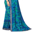 Vasthrlay Chiffon Tassels Unstitched Dark Green Saree