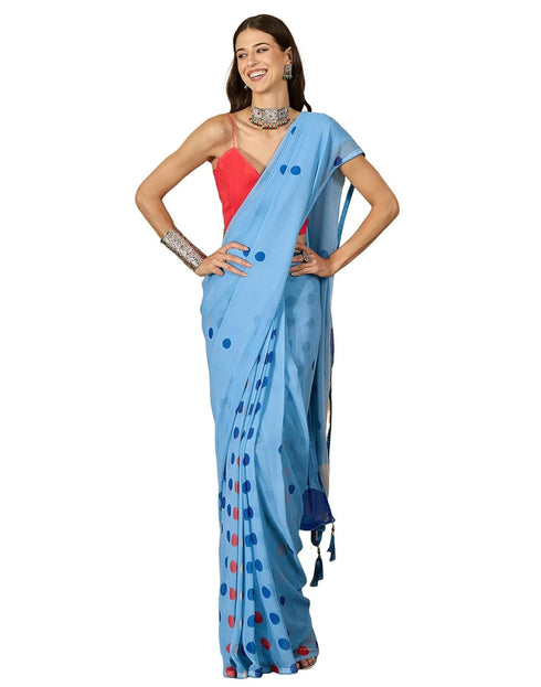 Vasthrlay Georgette Printed Unstitched Pink Saree