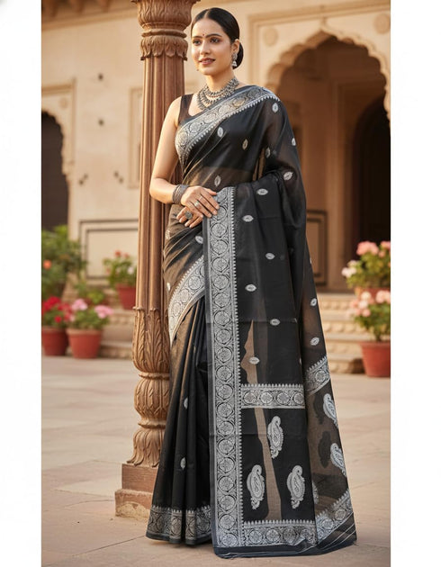 Vasthrlay Banarasi Unstitched Saree