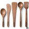 Neem Wood Dosa Spoon & Cooking Utensil Set of 5, Natural Wooden Spatula, Ladle & Serving