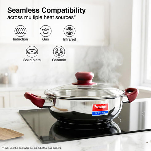 Prestige Stainless Steel 3 Pc Cookware Set with 2 Glass Lids