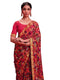 Vasthrlay Chiffon Tassels Unstitched Dark Green Saree