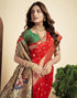 Vasthrlay Paithani Kanjivaram Unstitched Red Saree