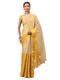 Vasthrlay Gold Floral And Solid Design Polyester Saree With Unstitched Blouse Piece