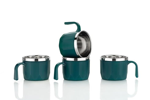 Stainless Steel, Plastic Coffee Tea Cup Set (100ml,Pack of 6)