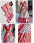 Vasthrlay Renvaani Fashion Kanjivaram Silk Half Saree Set With Dupatta - Pink Flower