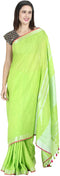 Vasthrlay Handloom Summer Contrast Vibrant Green