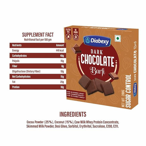 Diabexy Sugar Free Sweets Barfi Combo (Coconut, Kaju & Dark Chocolate)