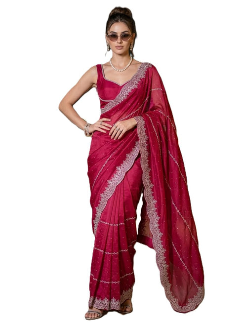 Vasthrlay Blue Embroidery Saree