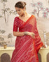 Vasthrlay Geometric Printed Unstitched Red Saree