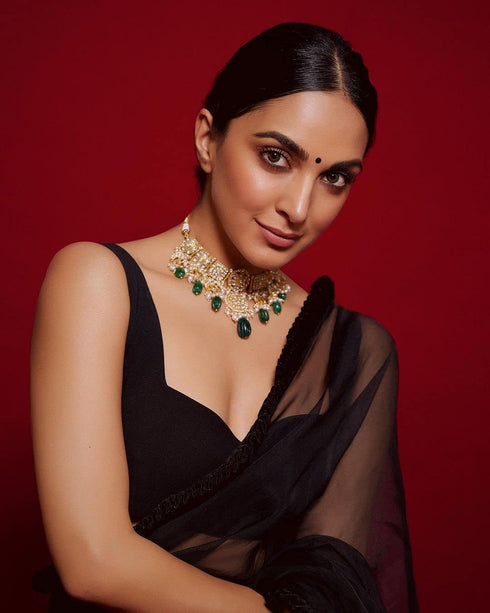 Vasthrlay Black Georgette Unstitched Saree