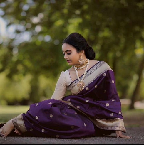 Vasthrlay Purple Kanjivaram Saree