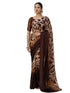 Vasthrlay Georgette Printed Unstitched Dark Green Saree