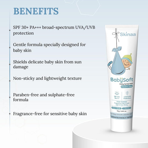BabySoft Baby Sunscreen SPF 30+ PA+++ for Babies and Kids