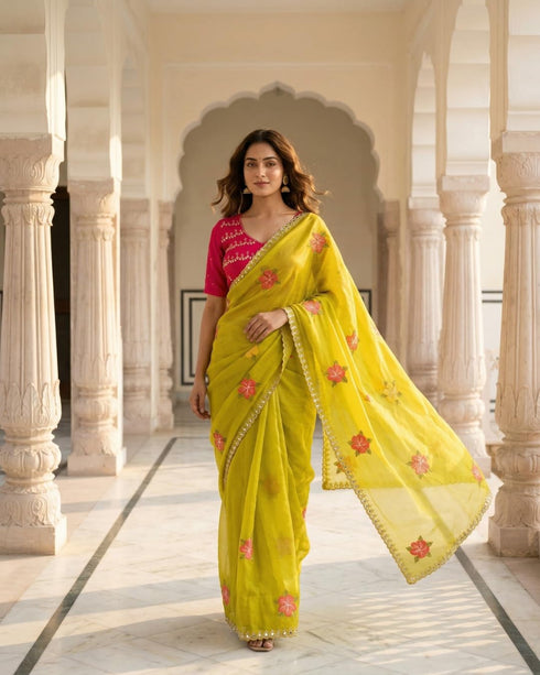 Vasthrlay Handcrafted Embroidered Contrast