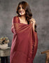 Vasthrlay Kanjivaram Banarasi Maroon Saree With Unstitched Blouse Piece